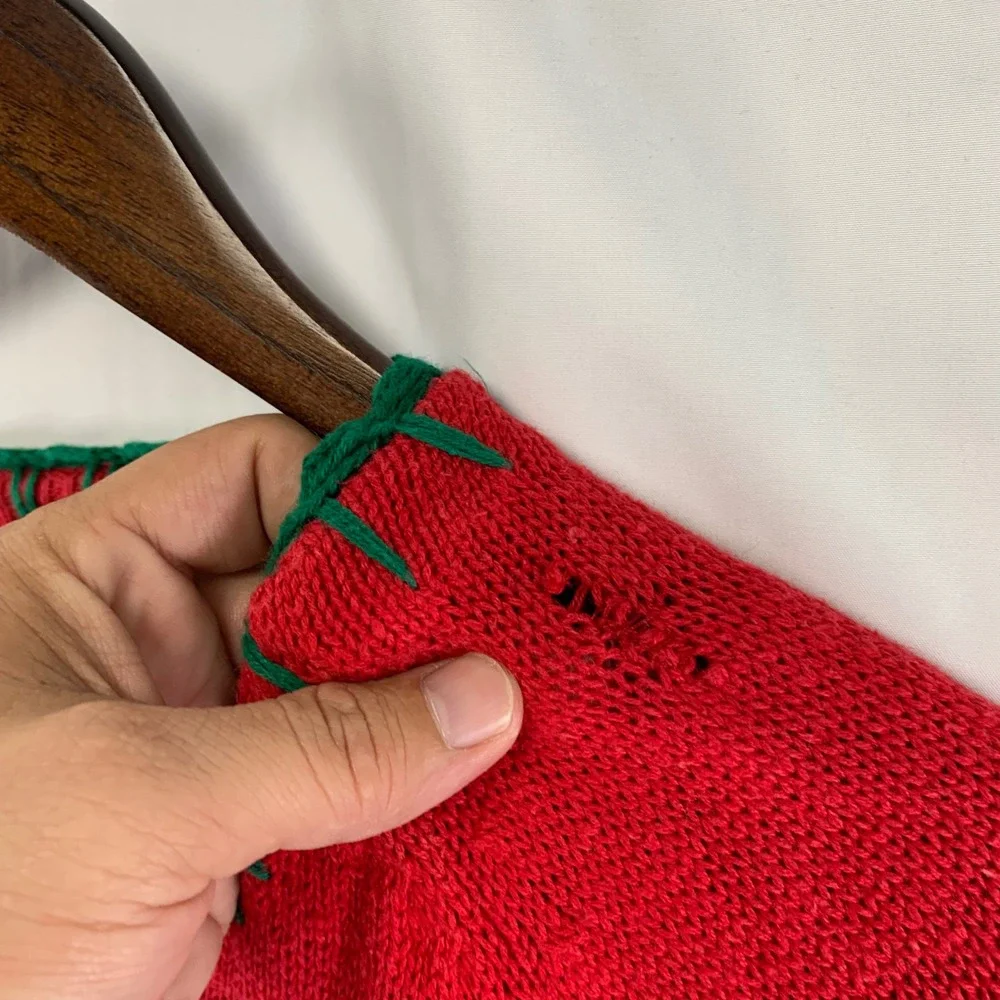 Hampshire Studio Cardigan Women‎ M Red Christmas Teddy Bear Applique Sweater